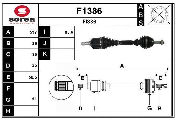 SNRA F1386 Drive shaft F1386