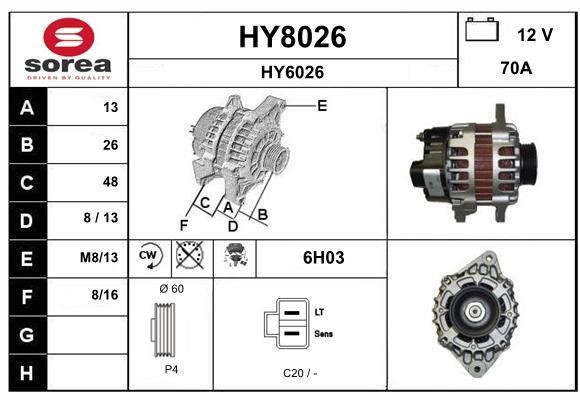 SNRA HY8026 Alternator HY8026