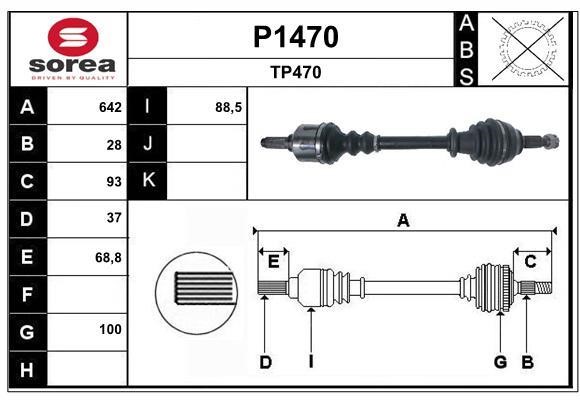 SNRA P1470 Drive Shaft P1470