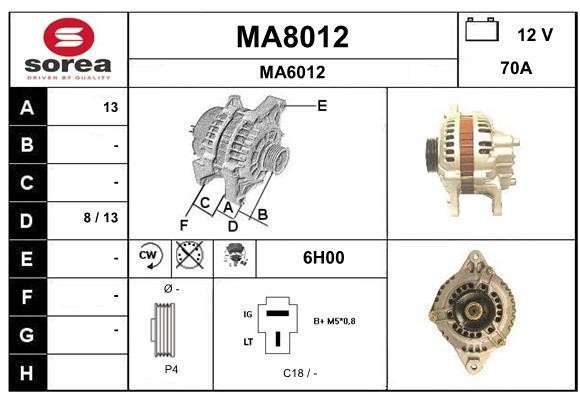 SNRA MA8012 Alternator MA8012