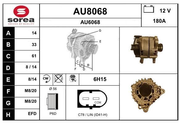 SNRA AU8068 Alternator AU8068