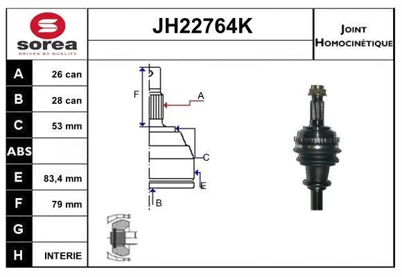 SNRA JH22764K Joint kit, drive shaft JH22764K