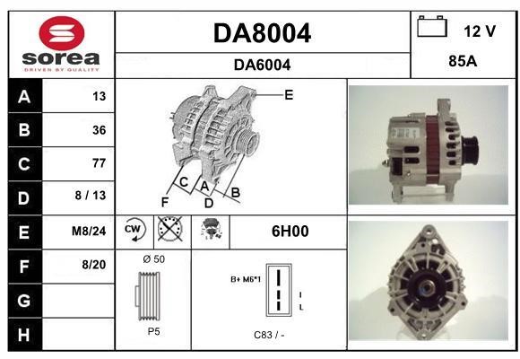 SNRA DA8004 Alternator DA8004