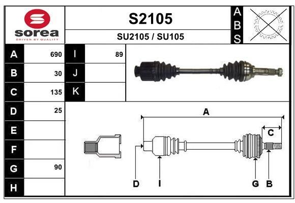 SNRA S2105 Drive Shaft S2105