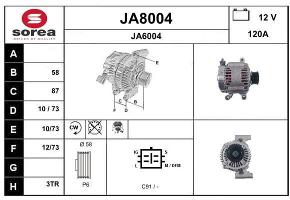 SNRA JA8004 Alternator JA8004