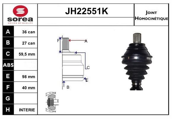 SNRA JH22551K Joint kit, drive shaft JH22551K