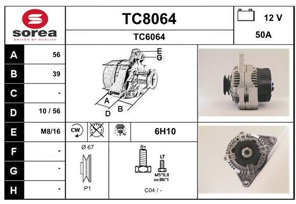 SNRA TC8064 Alternator TC8064
