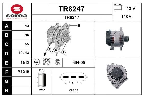 SNRA TR8247 Alternator TR8247