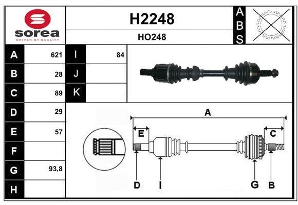 SNRA H2248 Drive shaft H2248