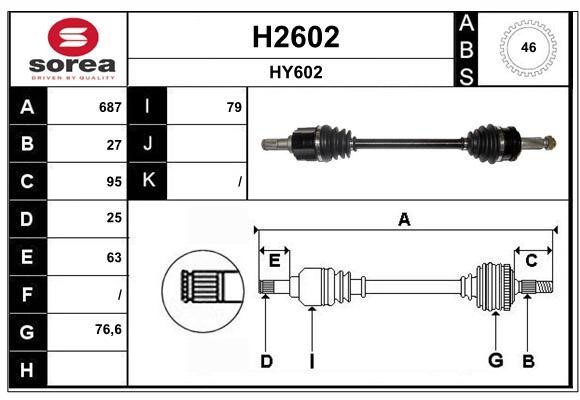 SNRA H2602 Drive shaft H2602