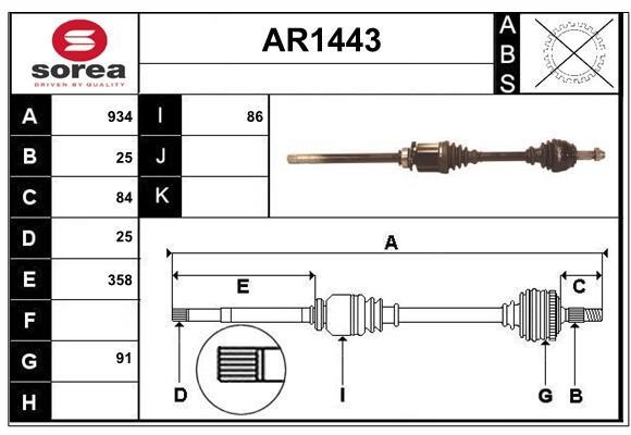 SNRA AR1443 Drive shaft AR1443