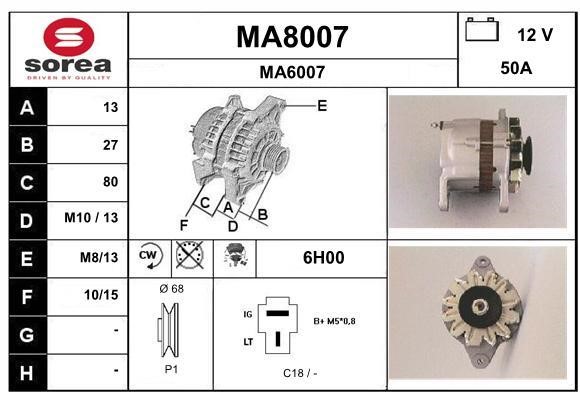 SNRA MA8007 Alternator MA8007