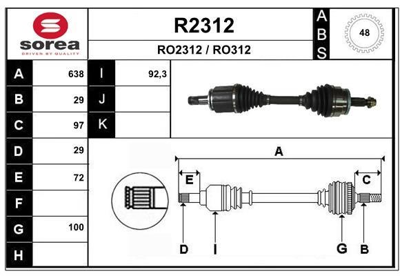 SNRA R2312 Drive shaft R2312