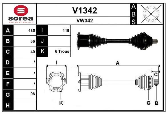 SNRA V1342 Drive shaft V1342