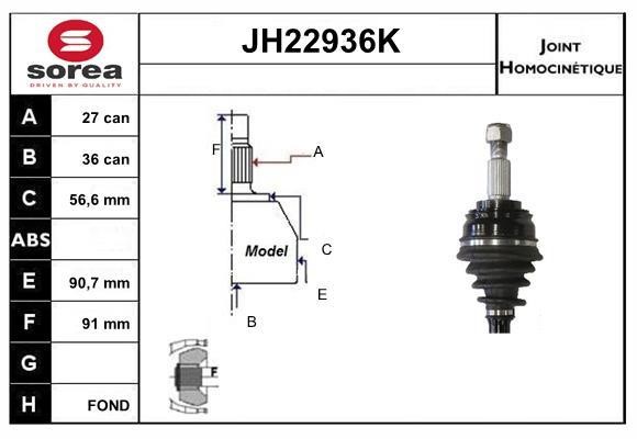 SNRA JH22936K Joint kit, drive shaft JH22936K