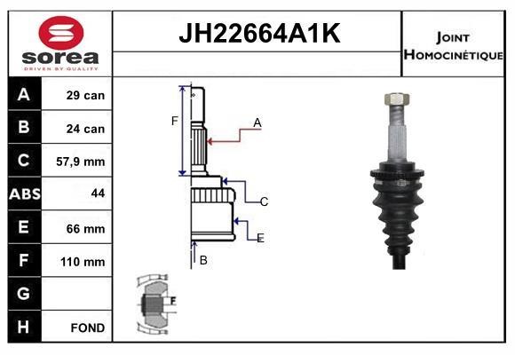 SNRA JH22664A1K Joint kit, drive shaft JH22664A1K