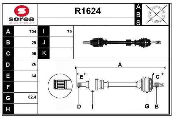 SNRA R1624 Drive shaft R1624