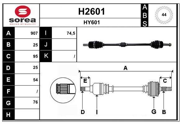 SNRA H2601 Drive shaft H2601
