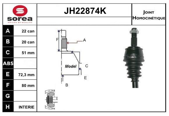 SNRA JH22874K Joint kit, drive shaft JH22874K