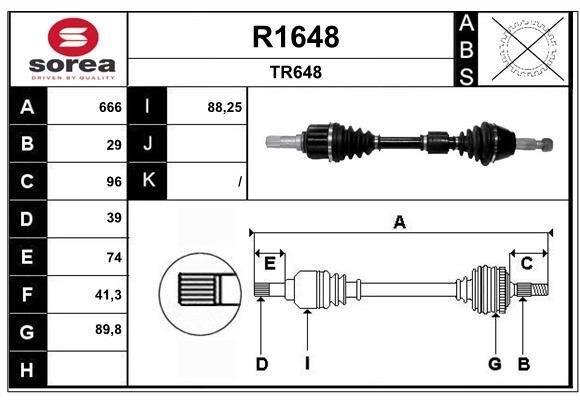 SNRA R1648 Drive shaft R1648