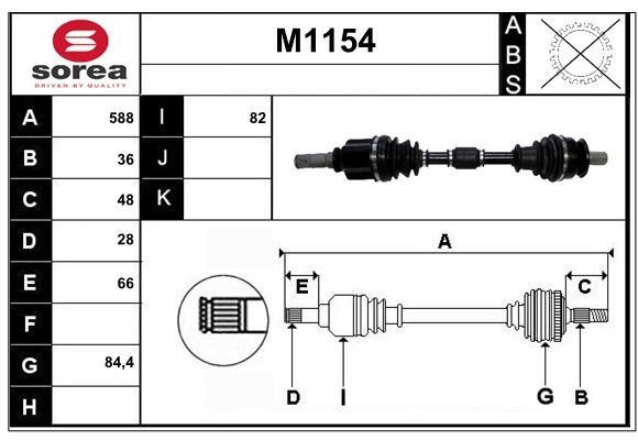 SNRA M1154 Drive shaft M1154