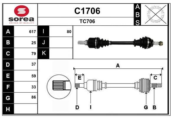 SNRA C1706 Drive shaft C1706