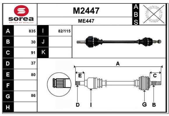 SNRA M2447 Drive shaft M2447