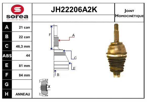 SNRA JH22206A2K Joint kit, drive shaft JH22206A2K