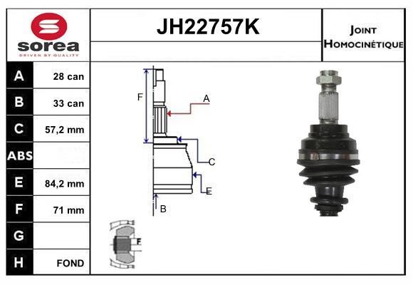 SNRA JH22757K Joint kit, drive shaft JH22757K