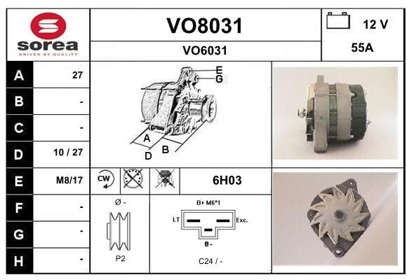 SNRA VO8031 Alternator VO8031