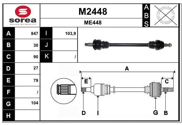 SNRA M2448 Drive shaft M2448