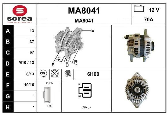 SNRA MA8041 Alternator MA8041