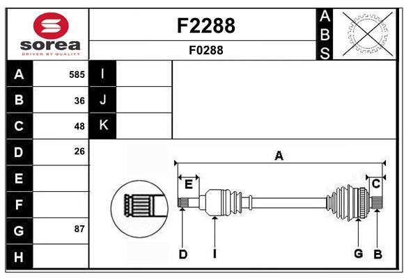 SNRA F2288 Drive shaft F2288