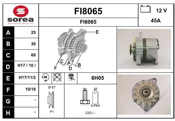 SNRA FI8065 Alternator FI8065