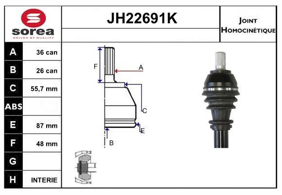 SNRA JH22691K Joint kit, drive shaft JH22691K