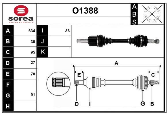 SNRA O1388 Drive shaft O1388