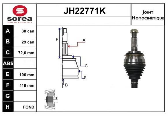 SNRA JH22771K Joint kit, drive shaft JH22771K