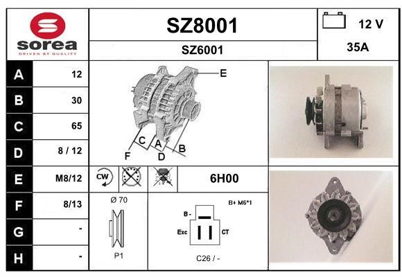 SNRA SZ8001 Alternator SZ8001