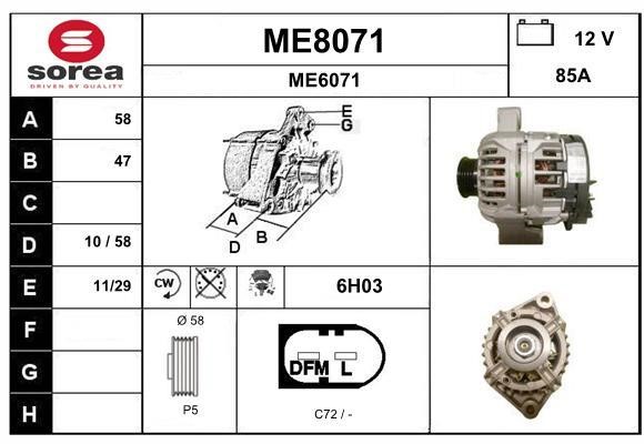 SNRA ME8071 Alternator ME8071