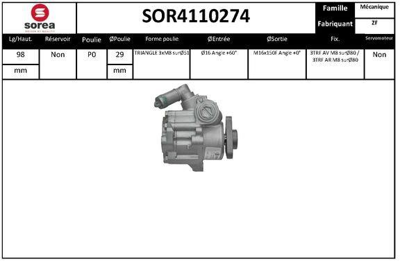 SNRA SOR4110274 Hydraulic Pump, steering system SOR4110274