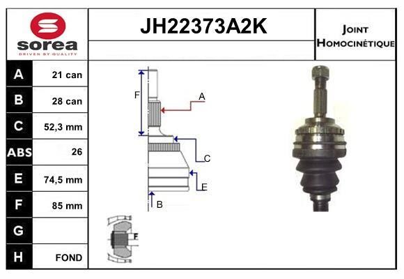 SNRA JH22373A2K Joint kit, drive shaft JH22373A2K