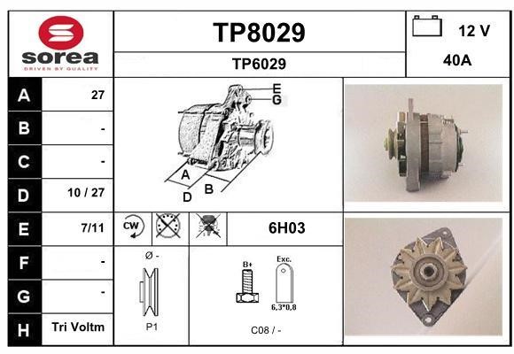 SNRA TP8029 Alternator TP8029