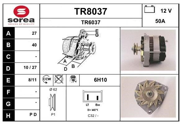 SNRA TR8037 Alternator TR8037