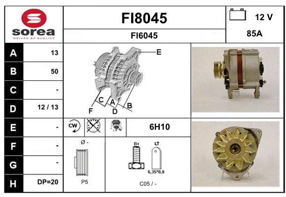 SNRA FI8045 Alternator FI8045