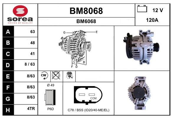 SNRA BM8068 Alternator BM8068