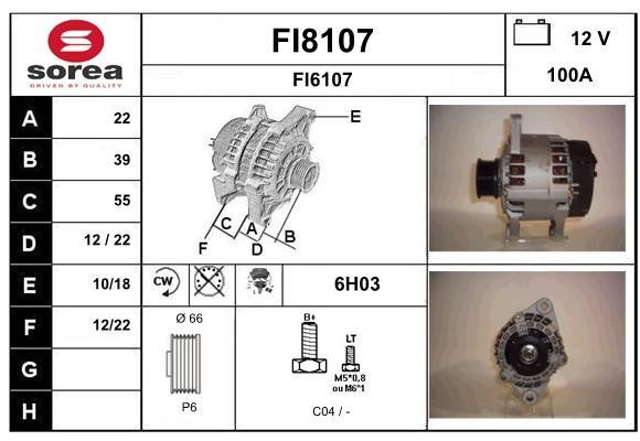 SNRA FI8107 Alternator FI8107