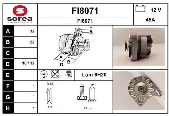 SNRA FI8071 Alternator FI8071