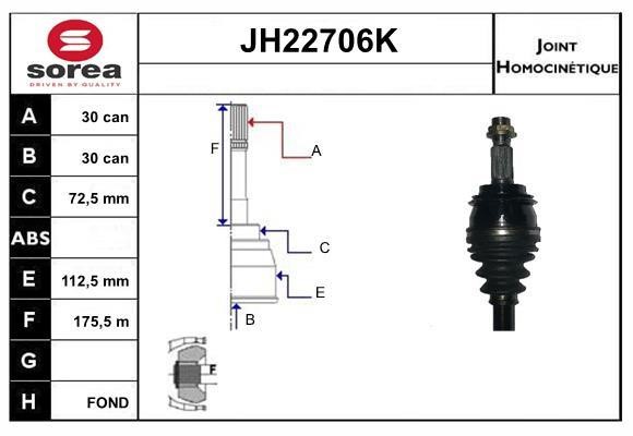 SNRA JH22706K Joint kit, drive shaft JH22706K