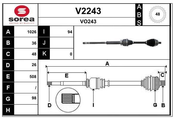 SNRA V2243 Drive shaft V2243