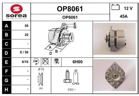SNRA OP8061 Alternator OP8061
